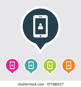 Very Useful Editable Mobile Phone Icon on Different Colored Pointer Shape. Eps-10.