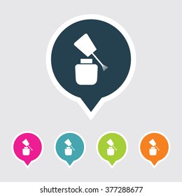 Very Useful Editable Nail Paint Icon on Different Colored Pointer Shape. Eps-10.