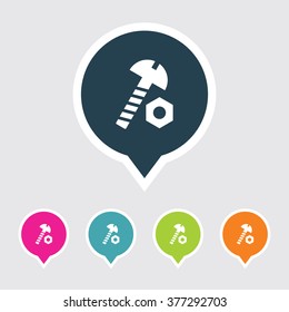 Very Useful Editable Nut Bolt Icon on Different Colored Pointer Shape. Eps-10.