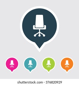 Very Useful Editable Office Chair Icon on Different Colored Pointer Shape. Eps-10.