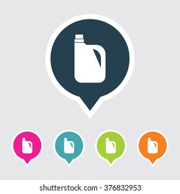 Very Useful Editable Oil Can Icon on Different Colored Pointer Shape. Eps-10.