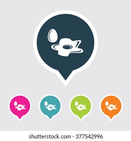 Very Useful Editable Omelette Icon on Different Colored Pointer Shape. Eps-10.