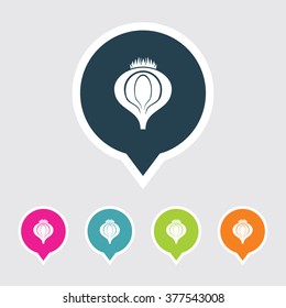 Very Useful Editable Onion Icon on Different Colored Pointer Shape. Eps-10.
