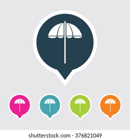 Very Useful Editable Parasol Icon on Different Colored Pointer Shape. Eps-10.