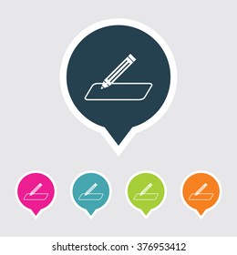 Very Useful Editable Pencil Icon on Different Colored Pointer Shape. Eps-10.