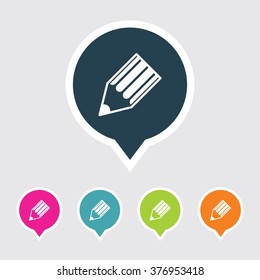 Very Useful Editable Pencil Icon on Different Colored Pointer Shape. Eps-10.