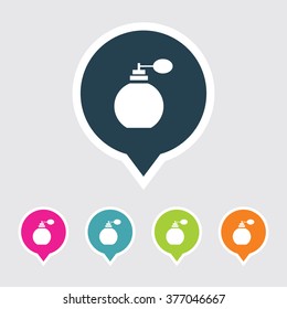 Very Useful Editable Perfume Bottle Icon on Different Colored Pointer Shape. Eps-10.