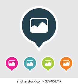 Very Useful Editable Photograph Icon on Different Colored Pointer Shape. Eps-10.