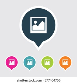 Very Useful Editable Photograph Icon on Different Colored Pointer Shape. Eps-10.