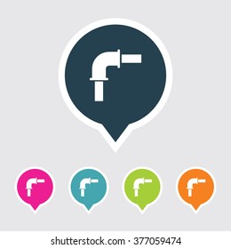 Very Useful Editable Pipe Icon on Different Colored Pointer Shape. Eps-10.