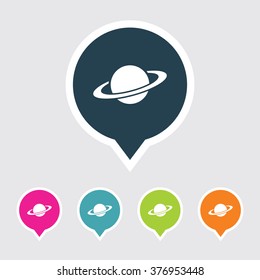 Very Useful Editable Planet Icon on Different Colored Pointer Shape. Eps-10.
