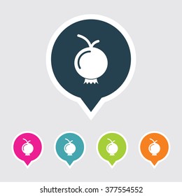Very Useful Editable Pomegranate Icon on Different Colored Pointer Shape. Eps-10.