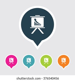 Very Useful Editable presentation chart Icon on Different Colored Pointer Shape. Eps-10.
