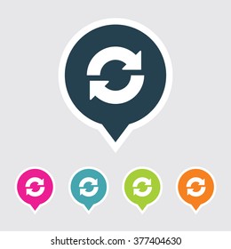 Very Useful Editable Reload or Recycle Icon on Different Colored Pointer Shape. Eps-10.