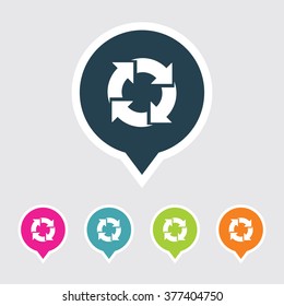 Very Useful Editable Reload or Recycle Icon on Different Colored Pointer Shape. Eps-10.