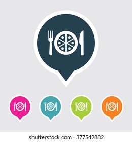 Very Useful Editable Restaurant Icon on Different Colored Pointer Shape. Eps-10.