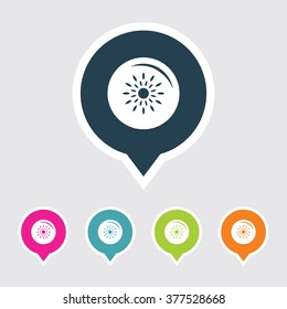 Very Useful Editable Ripe Passion Fruit Icon on Different Colored Pointer Shape. Eps-10.