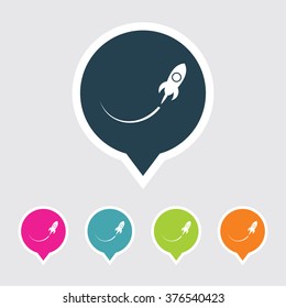 Very Useful Editable Rocket Icon on Different Colored Pointer Shape. Eps-10.