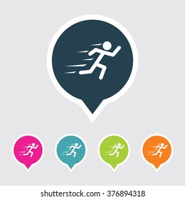 Very Useful Editable Runner Icon on Different Colored Pointer Shape. Eps-10.