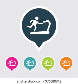 Very Useful Editable Runner on Treadmill Icon on Different Colored Pointer Shape. Eps-10.