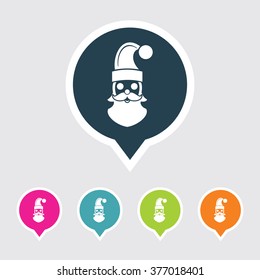 Very Useful Editable Santa Clause Icon on Different Colored Pointer Shape. Eps-10.