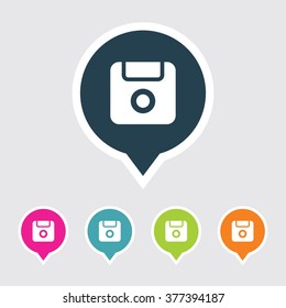Very Useful Editable Save Icon on Different Colored Pointer Shape. Eps-10.