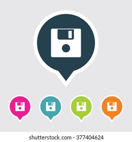 Very Useful Editable Save Icon on Different Colored Pointer Shape. Eps-10.