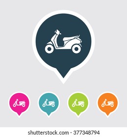 Very Useful Editable Scooter Icon on Different Colored Pointer Shape. Eps-10.