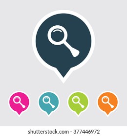 Very Useful Editable Search Icon on Different Colored Pointer Shape. Eps-10.