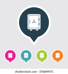 Very Useful Editable Security Safe Icon on Different Colored Pointer Shape. Eps-10.