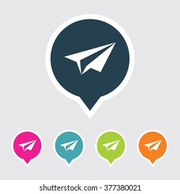 Very Useful Editable Send Icon on Different Colored Pointer Shape. Eps-10.