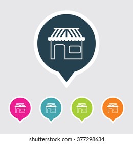 Very Useful Editable Shop Icon on Different Colored Pointer Shape. Eps-10.