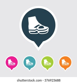 Very Useful Editable Skates Icon on Different Colored Pointer Shape. Eps-10.