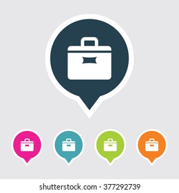 Very Useful Editable Suitcase Icon on Different Colored Pointer Shape. Eps-10.