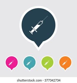 Very Useful Editable Syringe Icon on Different Colored Pointer Shape. Eps-10.