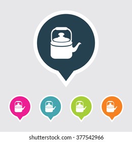 Very Useful Editable Tea Pot Icon on Different Colored Pointer Shape. Eps-10.