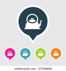 Very Useful Editable Tea Pot Icon on Different Colored Pointer Shape. Eps-10.