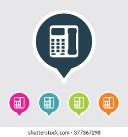 Very Useful Editable Telephone Icon on Different Colored Pointer Shape. Eps-10.