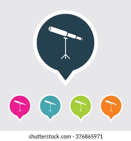 Very Useful Editable Telescope Icon on Different Colored Pointer Shape. Eps-10.