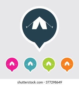 Very Useful Editable Tent Icon on Different Colored Pointer Shape. Eps-10.