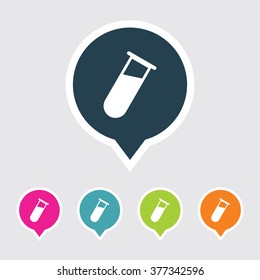 Very Useful Editable Testing Tube Icon on Different Colored Pointer Shape. Eps-10.