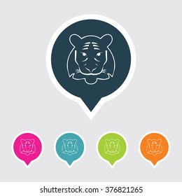 Very Useful Editable Tiger Icon on Different Colored Pointer Shape. Eps-10.