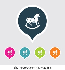 Very Useful Editable Toy Horse Icon on Different Colored Pointer Shape. Eps-10.