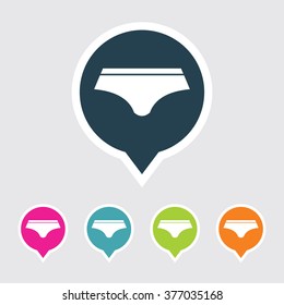 Very Useful Editable Undergarments Icon on Different Colored Pointer Shape. Eps-10.