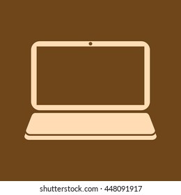 Very Useful Editable Vector icon of Laptop on coffee color background. eps-10.