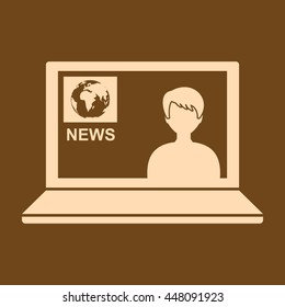 Very Useful Editable Vector icon of Online News on coffee color background. eps-10.