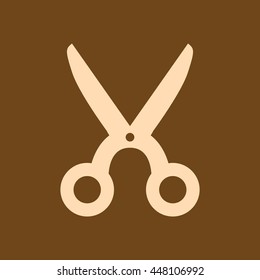 Very Useful Editable Vector icon of Cut or Scissor on coffee color background. eps-10.