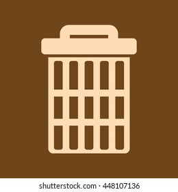 Very Useful Editable Vector icon of Trash Can or Recycle Bin on coffee color background. eps-10.