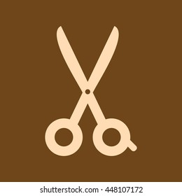 Very Useful Editable Vector icon of Cut or Scissor on coffee color background. eps-10.