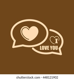 Very Useful Editable Vector icon of I love you comments on coffee color background. eps-10.